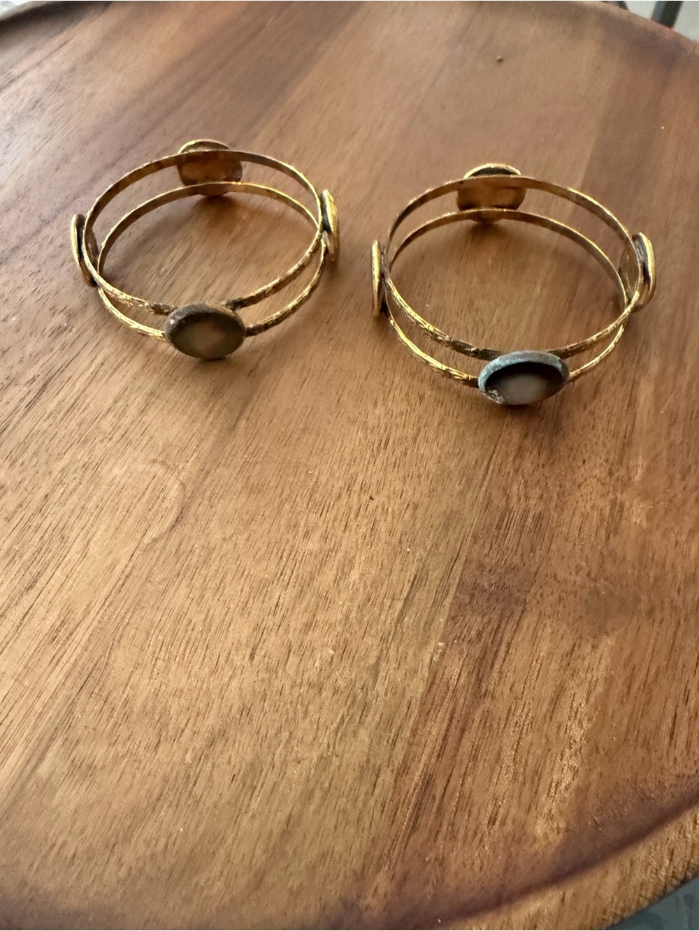 Gold Tone Double-Band Bangle Bracelet with Stone Accent - Women Jewelry